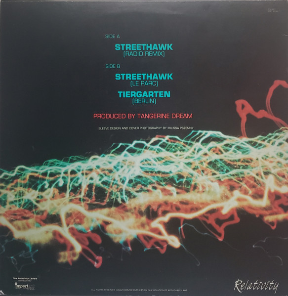 Tangerine Dream - Streethawk | Relativity (EMC 8044) - 2 Tangerine Dream - Streethawk | Relativity (EMC 8044) - 2