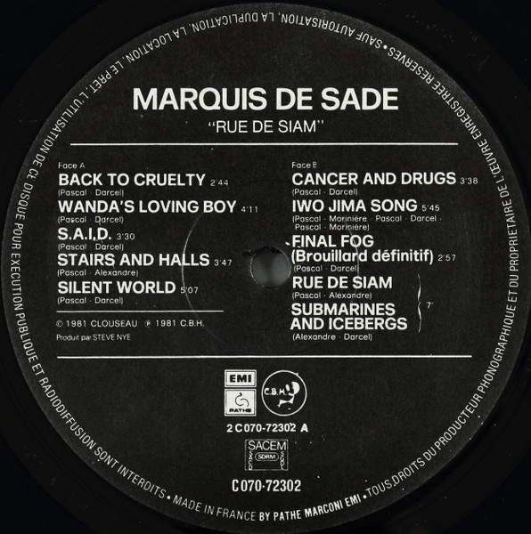 Marquis De Sade - Rue De Siam | Pathé (2C 070-72302) - 3