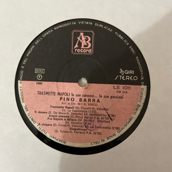 Pino Barra - Trasmette Napoli Le Sue Canzoni... Le Sue Passioni | AB Record (LS 1011) - 4 Pino Barra - Trasmette Napoli Le Sue Canzoni... Le Sue Passioni | AB Record (LS 1011) - 4