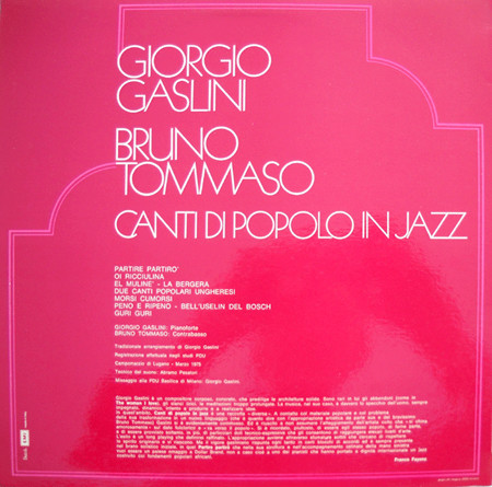Giorgio Gaslini - Bruno Tommaso - Canti Di Popolo In Jazz | PDU (Pld.A. 6043) - 2 Giorgio Gaslini - Bruno Tommaso - Canti Di Popolo In Jazz | PDU (Pld.A. 6043) - 2