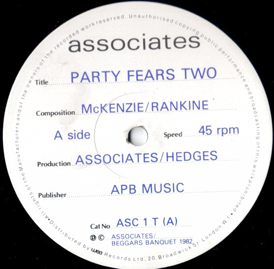The Associates - Party Fears Two | Associates (asc1t) - 2