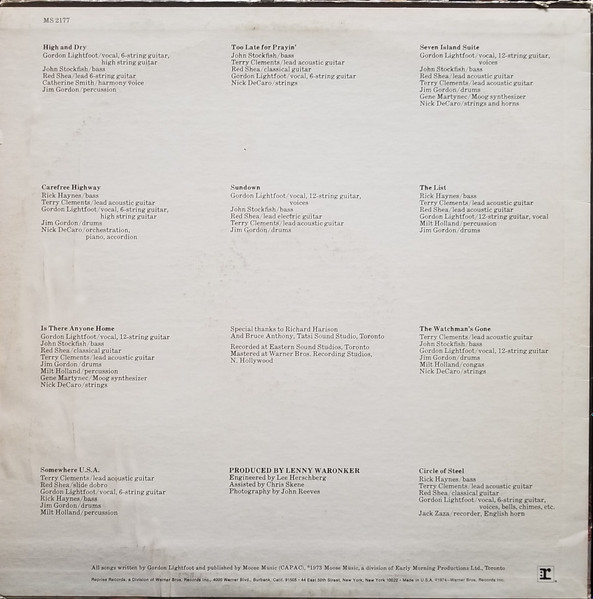 Gordon Lightfoot - Sundown | Reprise Records (MS 2177) - 2 Gordon Lightfoot - Sundown | Reprise Records (MS 2177) - 2