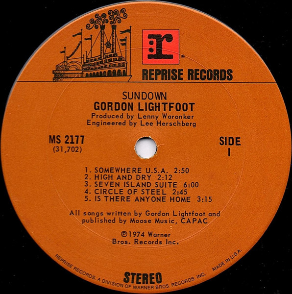 Gordon Lightfoot - Sundown | Reprise Records (MS 2177) - 3 Gordon Lightfoot - Sundown | Reprise Records (MS 2177) - 3