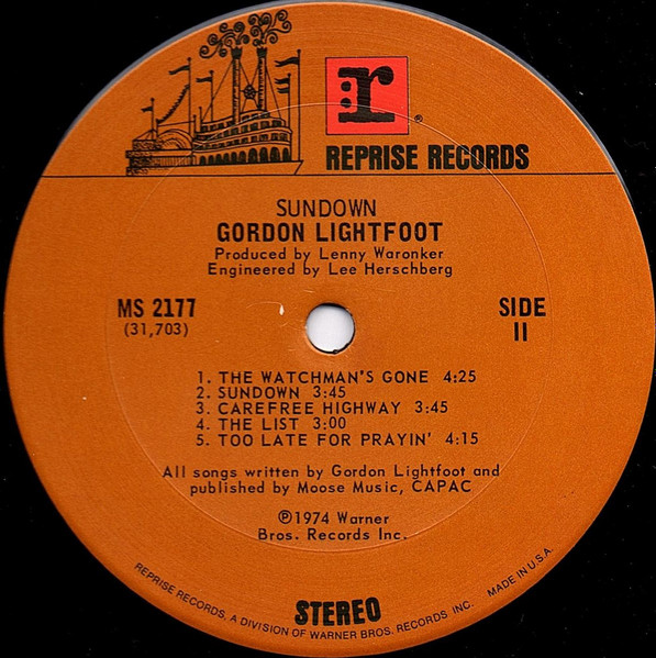 Gordon Lightfoot - Sundown | Reprise Records (MS 2177) - 4 Gordon Lightfoot - Sundown | Reprise Records (MS 2177) - 4