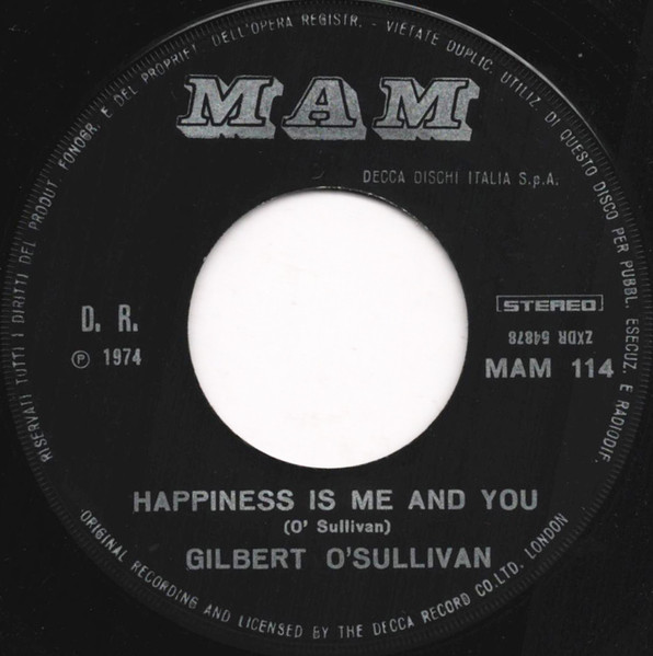 Gilbert O'Sullivan - Happiness Is Me And You | MAM (MAM 114) - 3