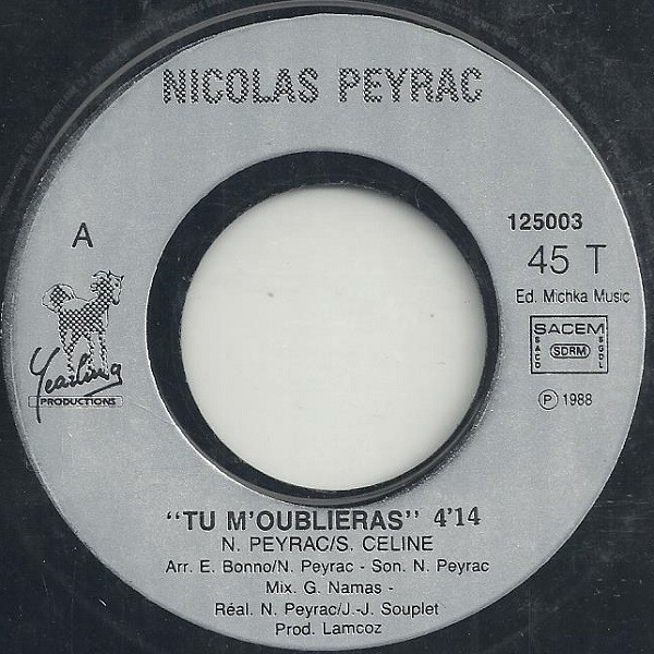 Nicolas Peyrac - Tu M'oublieras | Yearling Productions (125003) - 3