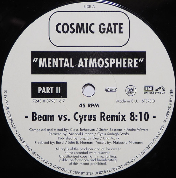 Cosmic Gate - Mental Atmosphere (Part II) | EMI Electrola (7243 8 87981 6 7)