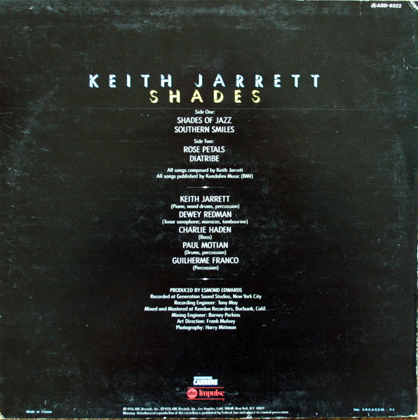 Keith Jarrett - Shades | ABC Impulse! (ASD-9322) - 2