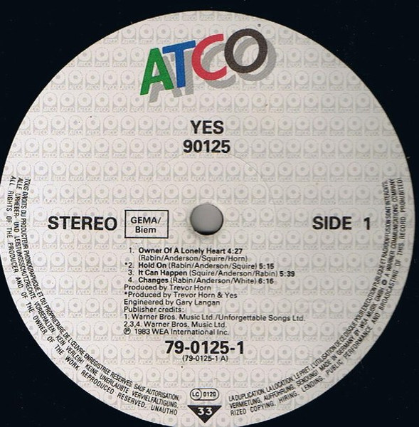 Yes - 90125 | ATCO Records (790125-1) - 3