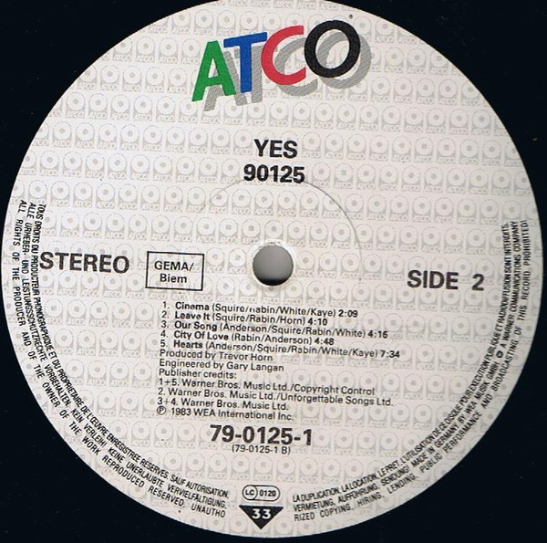 Yes - 90125 | ATCO Records (790125-1) - 4
