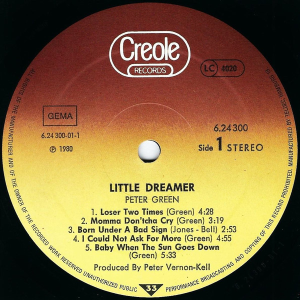 Peter Green - Little Dreamer | Creole Records (6.24 300) - 3