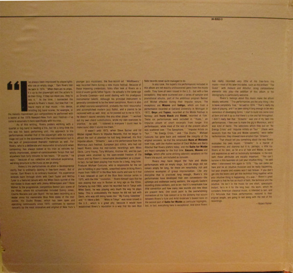 Sam Rivers - The Live Trio Sessions | ABC Impulse! (IA-9352/2) - 2 Sam Rivers - The Live Trio Sessions | ABC Impulse! (IA-9352/2) - 2