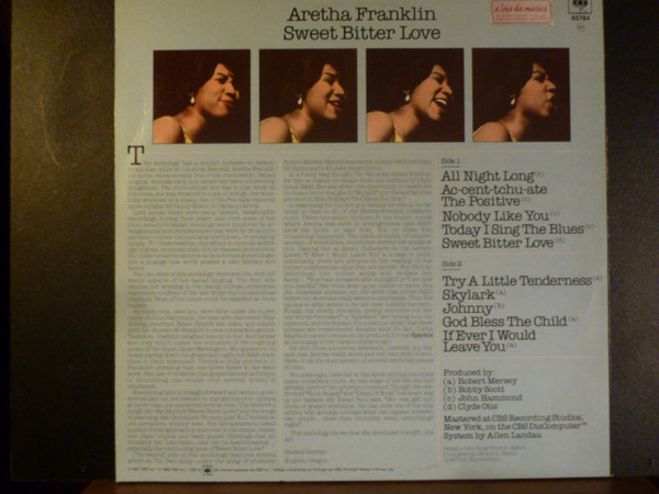 Aretha Franklin - Sweet Bitter Love | CBS (85784) - 2