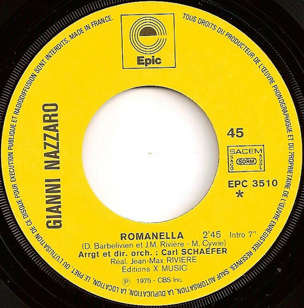 Gianni Nazzaro - Romanella | Epic (EPC 3510) - main