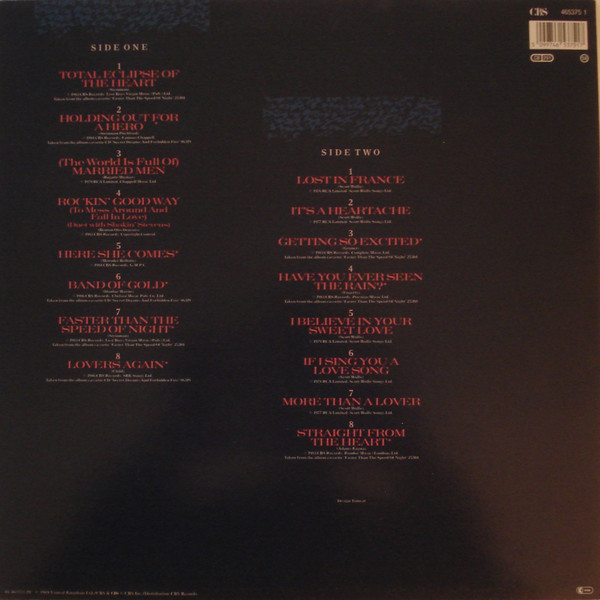 Bonnie Tyler - Greatest Hits | CBS (CBS 465375 1) - 2