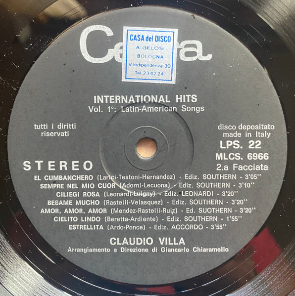 Claudio Villa - International Hits Vol/1 Latin-American Songs | Cetra (LPS 22) - 4 Claudio Villa - International Hits Vol/1 Latin-American Songs | Cetra (LPS 22) - 4