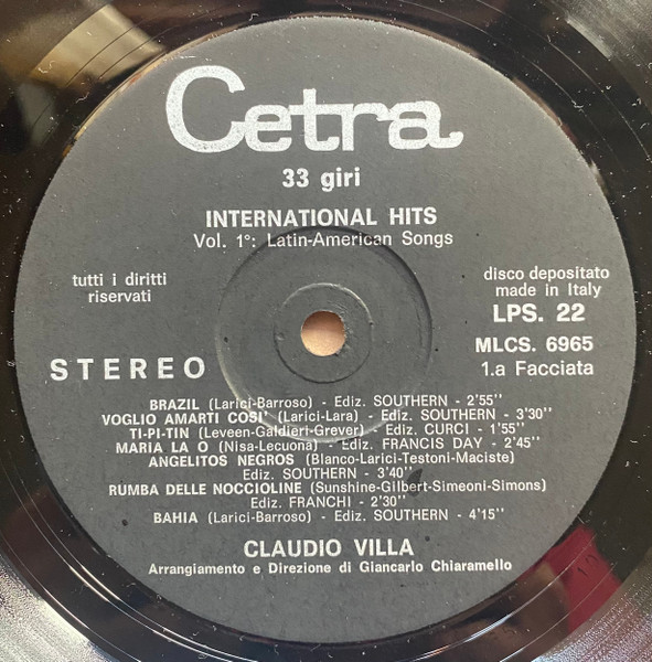 Claudio Villa - International Hits Vol/1 Latin-American Songs | Cetra (LPS 22) - 3 Claudio Villa - International Hits Vol/1 Latin-American Songs | Cetra (LPS 22) - 3