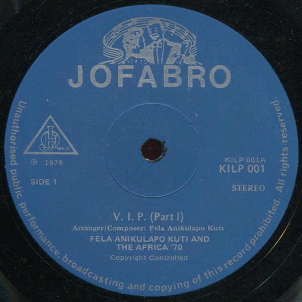 Fela Kuti & Africa 70 - V.I.P. (Vagabonds In Power) - Live In Berlin Vol. 1 | Jofabro (KILP 001) - 2