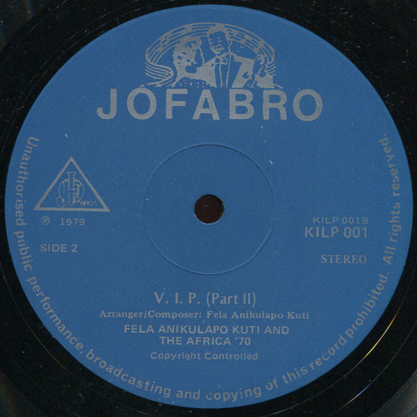 Fela Kuti & Africa 70 - V.I.P. (Vagabonds In Power) - Live In Berlin Vol. 1 | Jofabro (KILP 001) - 3