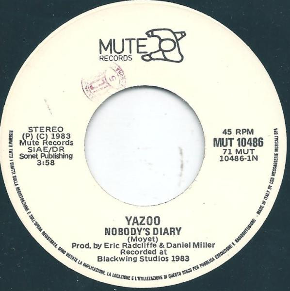 Yazoo - Nobody's Diary | Mute (MUT 10486) - 3