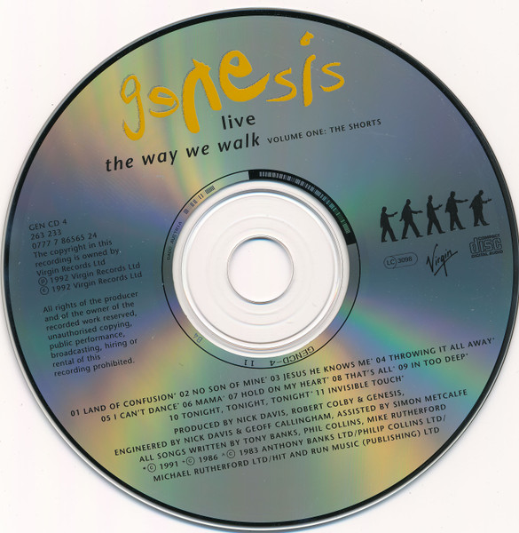 Genesis - Live / The Way We Walk (Volume One: The Shorts) | Virgin (GEN CD 4) - 3