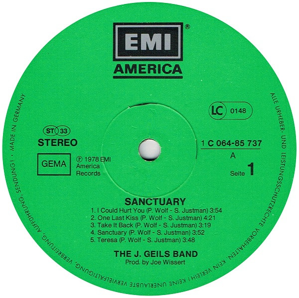 The J. Geils Band - Sanctuary. | EMI America (1C 064-85 737) - 2