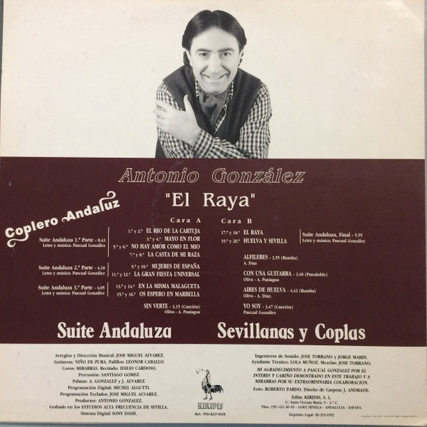 Antonio González "El Raya" - Coplero Andaluz - Suite Andaluza (Sevillanas Y Coplas) | Kiridis (PSD-KLP-0028) - 2