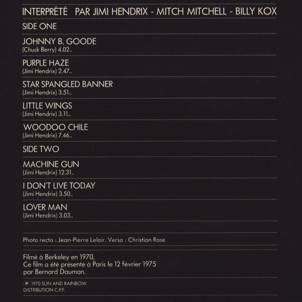 Jimi Hendrix - Musique Originale Du Film : "Jimi Plays Berkeley" | Barclay (80.555) - 4