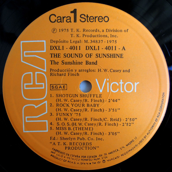 The Sunshine Band - The Sound Of Sunshine | RCA Victor (DXL1 - 4011) - 3