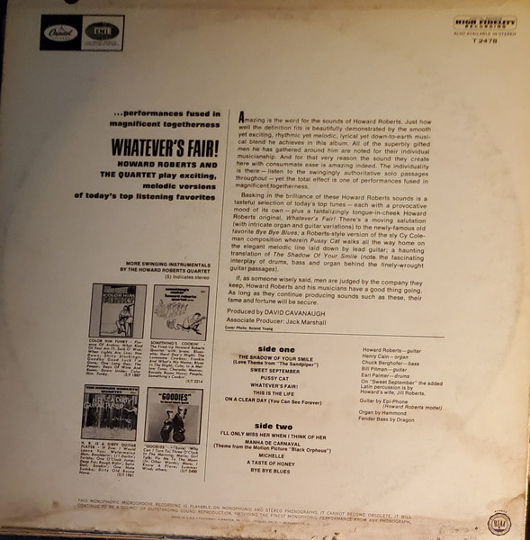 The Howard Roberts Quartet - Whatever's Fair! | Capitol Records (T 2478) - 2