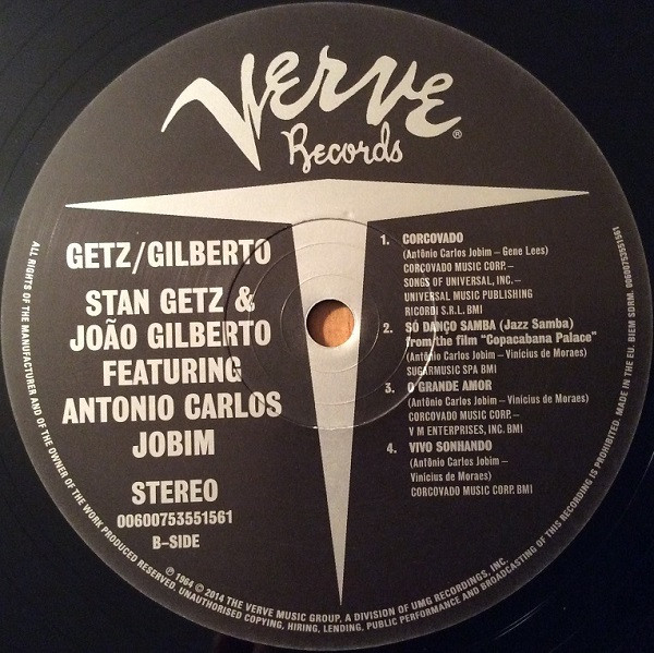 Stan Getz , João Gilberto Featuring Antonio Carlos Jobim - Getz / Gilberto | Verve Records (0600753551561) - 3 Stan Getz , João Gilberto Featuring Antonio Carlos Jobim - Getz / Gilberto | Verve Records (0600753551561) - 3