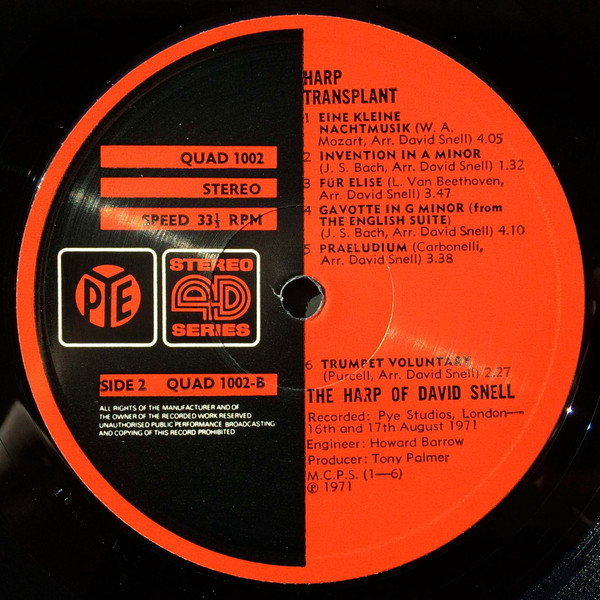David Snell - Harp Transplant - The Harp Of David Snell | Pye Records (QUAD 1002) - 4