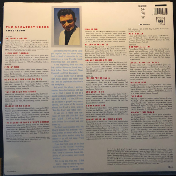 Johnny Cash - The Greatest Years 1958 - 1986 | CBS (450466 1) - 2