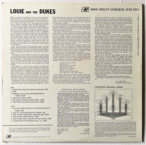 Louis Armstrong And The Dukes Of Dixieland - Louie And The Dukes Of Dixieland | Audio Fidelity (AFSD 5924) - 3