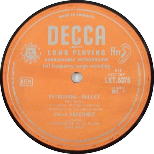 Igor Stravinsky / L'Orchestre De La Suisse Romande / Ernest Ansermet - Petrushka | Decca (LXT 5375) - 2