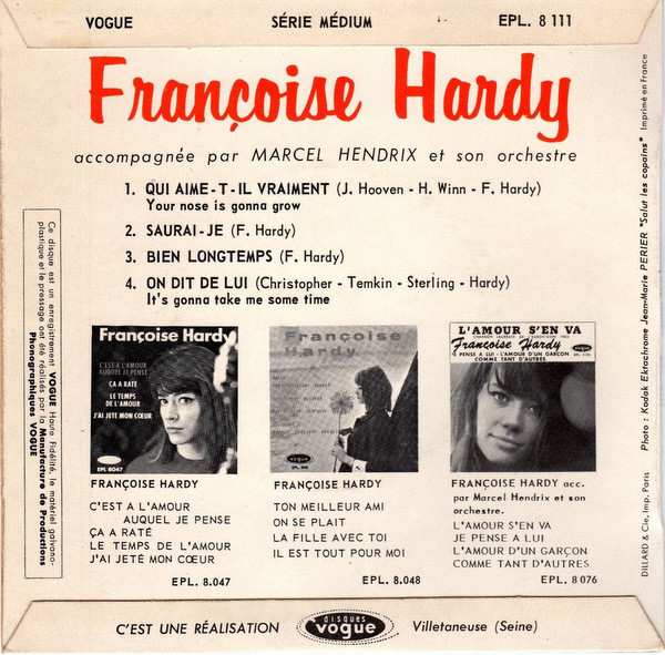 Françoise Hardy - Qui Aime T'il Vraiment | Disques Vogue (EPL. 8 111) - 2 Françoise Hardy - Qui Aime T'il Vraiment | Disques Vogue (EPL. 8 111) - 2
