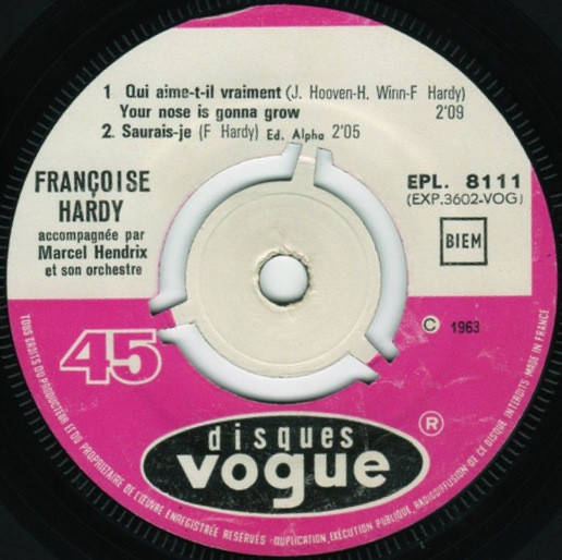 Françoise Hardy - Qui Aime T'il Vraiment | Disques Vogue (EPL. 8 111) - 3 Françoise Hardy - Qui Aime T'il Vraiment | Disques Vogue (EPL. 8 111) - 3