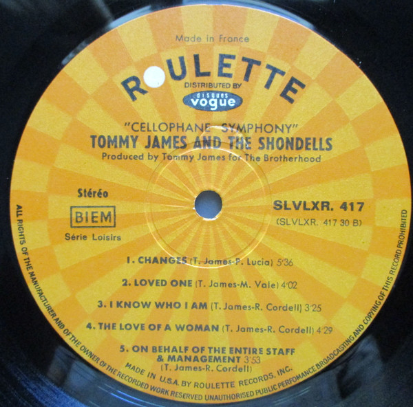 Tommy James & The Shondells - Cellophane Symphony | Roulette (SLVLXR.417) - 4
