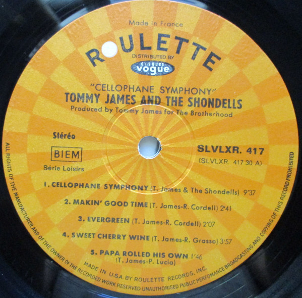 Tommy James & The Shondells - Cellophane Symphony | Roulette (SLVLXR.417) - 3