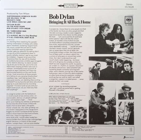Bob Dylan - Bringing It All Back Home | Columbia (CS 9128) - 2