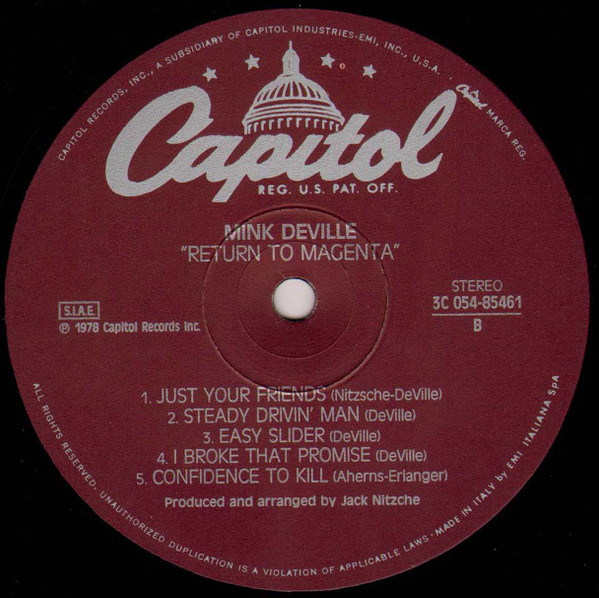 Mink DeVille - Return To Magenta | Capitol Records (3C 054-85461) - 3 Mink DeVille - Return To Magenta | Capitol Records (3C 054-85461) - 3