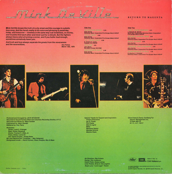 Mink DeVille - Return To Magenta | Capitol Records (3C 054-85461) - 2 Mink DeVille - Return To Magenta | Capitol Records (3C 054-85461) - 2