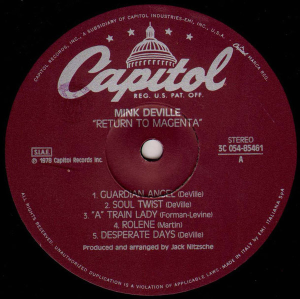 Mink DeVille - Return To Magenta | Capitol Records (3C 054-85461) - 4 Mink DeVille - Return To Magenta | Capitol Records (3C 054-85461) - 4