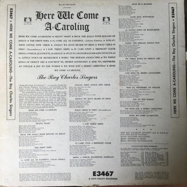 The Ray Charles Singers - Here We Come-A-Caroling | MGM Records (E3467) - 2 The Ray Charles Singers - Here We Come-A-Caroling | MGM Records (E3467) - 2