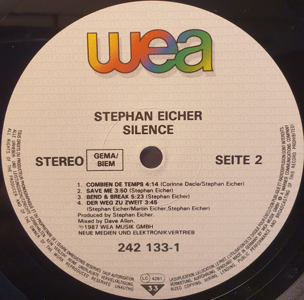 Stephan Eicher - Silence | WEA (242 133-1) - 4