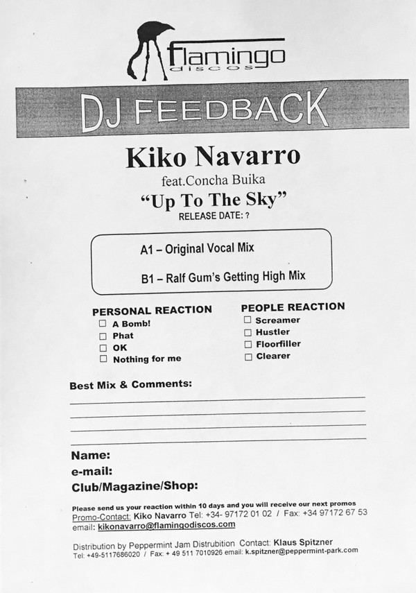 Kiko Navarro - Up To The Sky | Flamingo Discos (none) - 2
