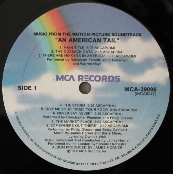 James Horner - An American Tail (Music From The Motion Picture Soundtrack) | MCA Records (MCA-39096) - 3 James Horner - An American Tail (Music From The Motion Picture Soundtrack) | MCA Records (MCA-39096) - 3