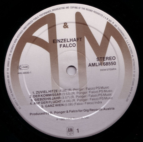 Falco - Einzelhaft | A&M Records (AMLH 68550) - 3 Falco - Einzelhaft | A&M Records (AMLH 68550) - 3