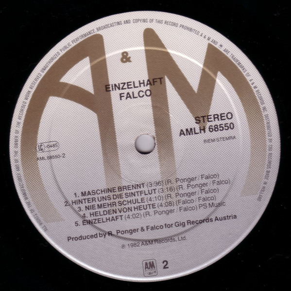 Falco - Einzelhaft | A&M Records (AMLH 68550) - 4 Falco - Einzelhaft | A&M Records (AMLH 68550) - 4