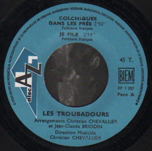 Les Troubadours - Colchiques Dans Les Près | Disc'Az (EP 1 207) - 3